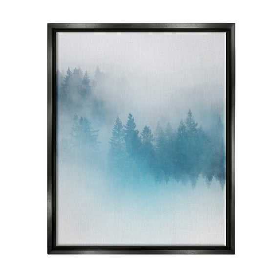 Stupell Surreal Blue Misty Forest Nature Landscape Painting Black Floater Framed Art Print Wall Art