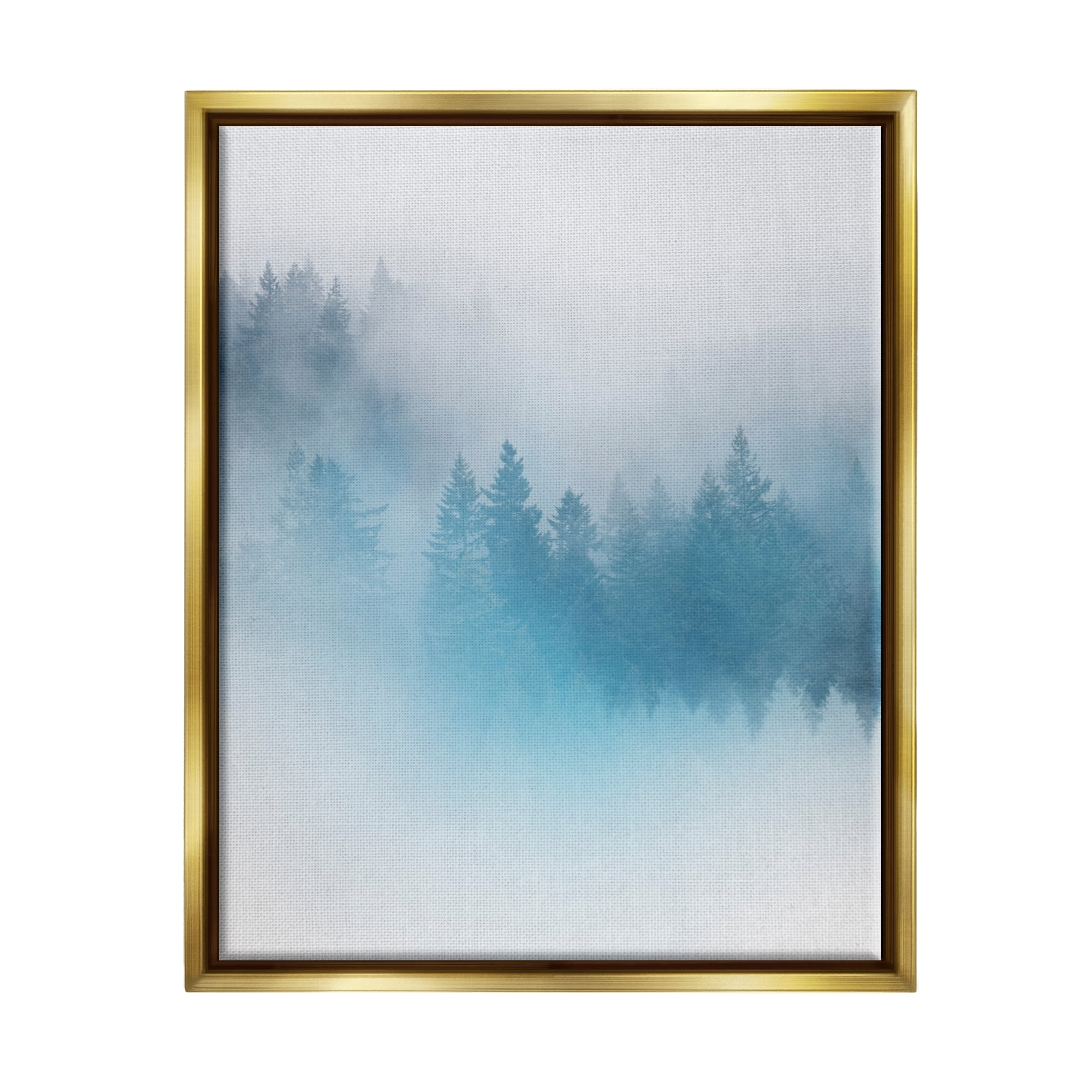 Stupell Surreal Blue Misty Forest Nature Landscape Painting Gold Floater Framed Art Print Wall Art