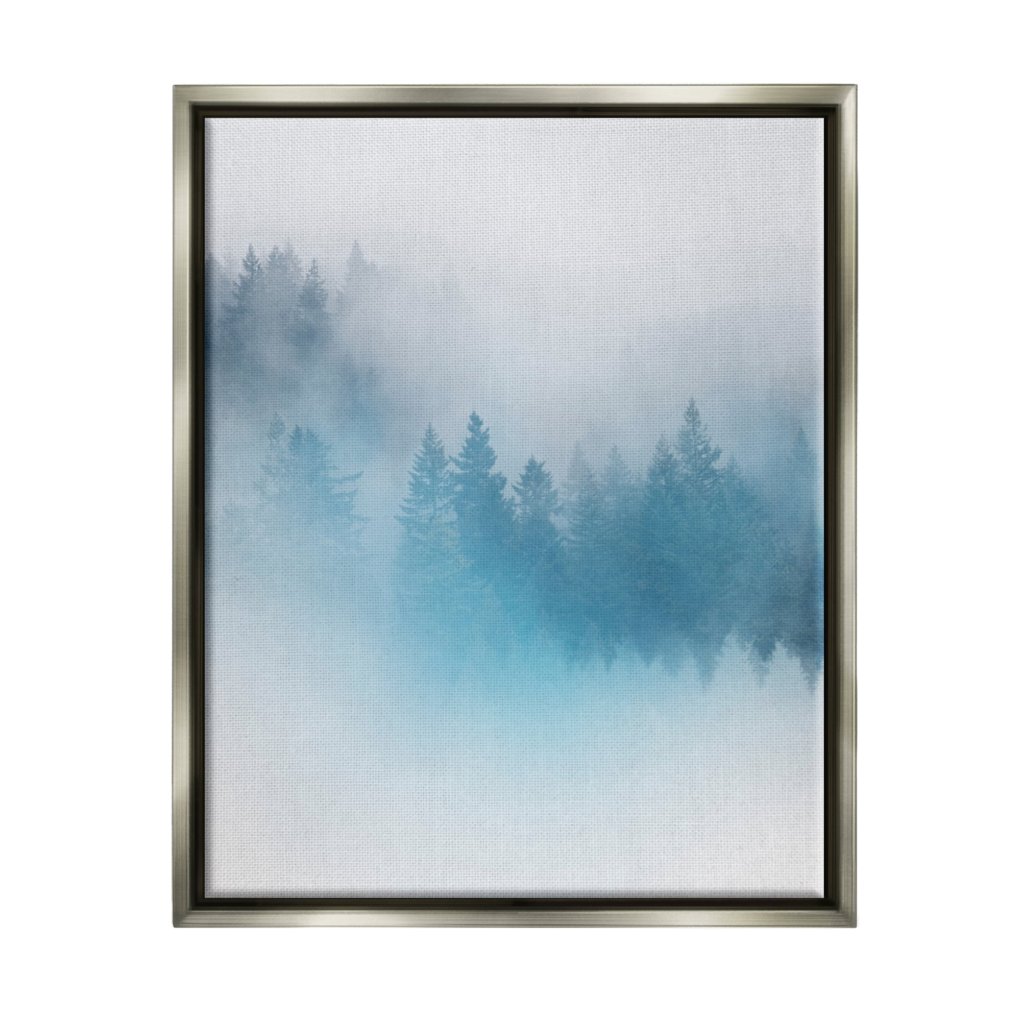 Stupell Surreal Blue Misty Forest Nature Landscape Painting Gray Floater Framed Art Print Wall Art