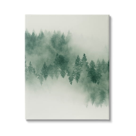 Stupell Surreal Foggy Forest Trees Landscape Painting Gallery Wrapped Canvas Print Wall Art
