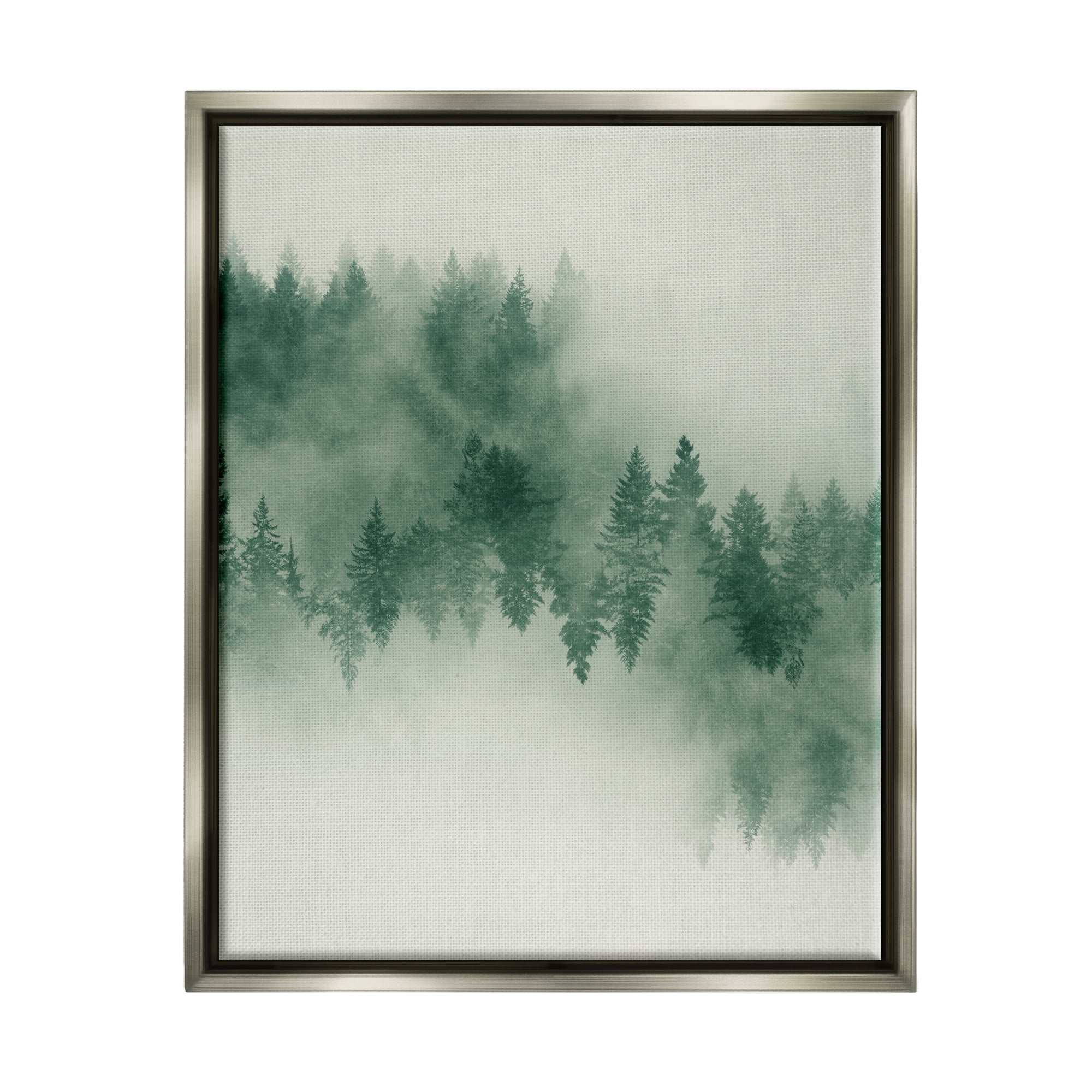 Stupell Surreal Foggy Forest Trees Landscape Painting Gray Floater Framed Art Print Wall Art