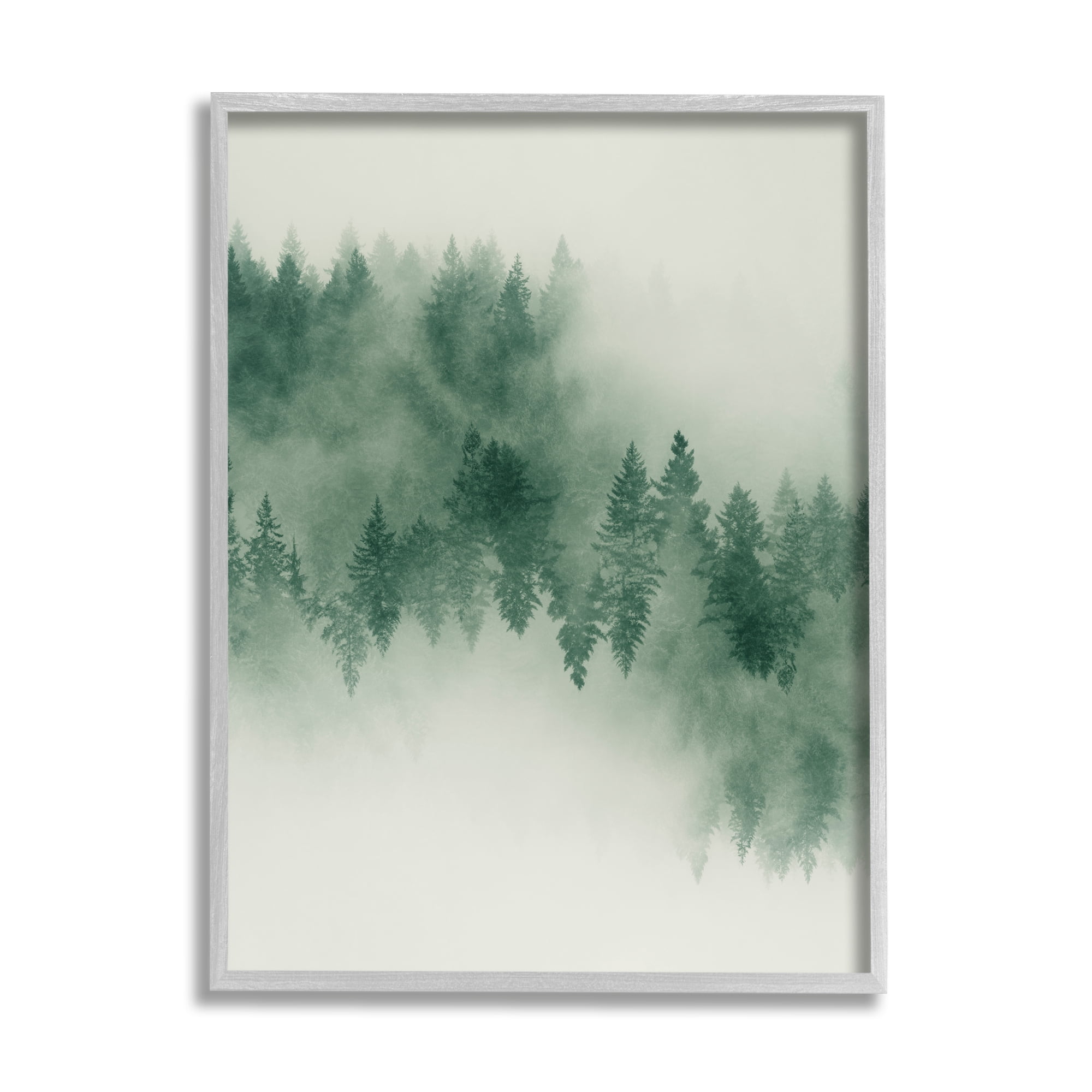 Stupell Surreal Foggy Forest Trees Landscape Painting Gray Framed Art Print Wall Art