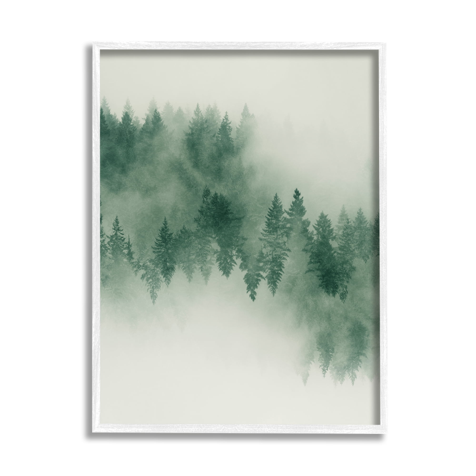 Stupell Surreal Foggy Forest Trees Landscape Painting White Framed Art Print Wall Art