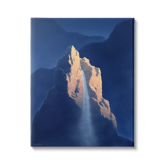 Stupell Surreal Stone Cliff Waterfall Landscape Painting Gallery Wrapped Canvas Print Wall Art
