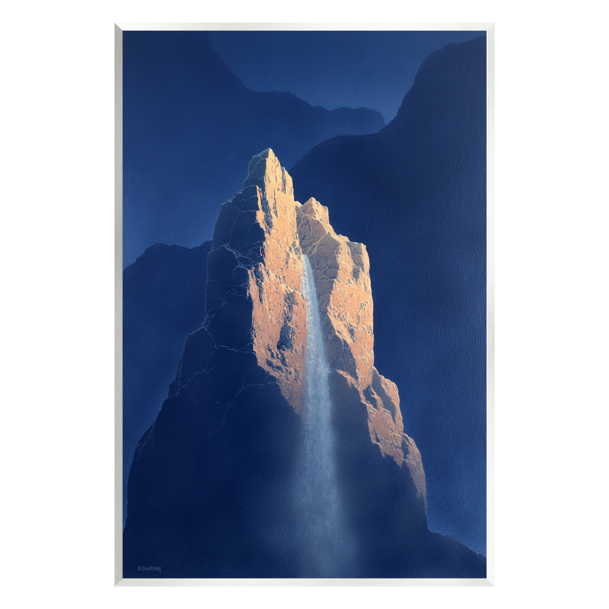 Stupell Surreal Stone Cliff Waterfall Landscape Painting Wall Plaque Unframed Art Print Wall Art