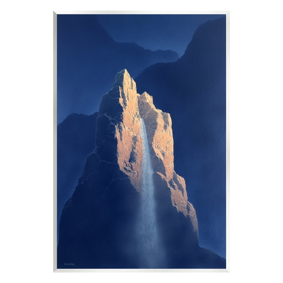 Stupell Surreal Stone Cliff Waterfall Landscape Painting Wall Plaque Unframed Art Print Wall Art
