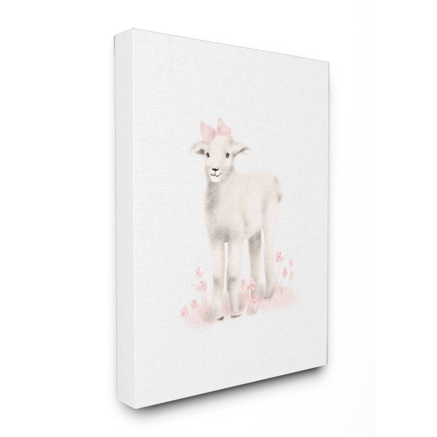 Stupell Sweet Baby Lamb with Bow Canvas Wall Art 16 x 20
