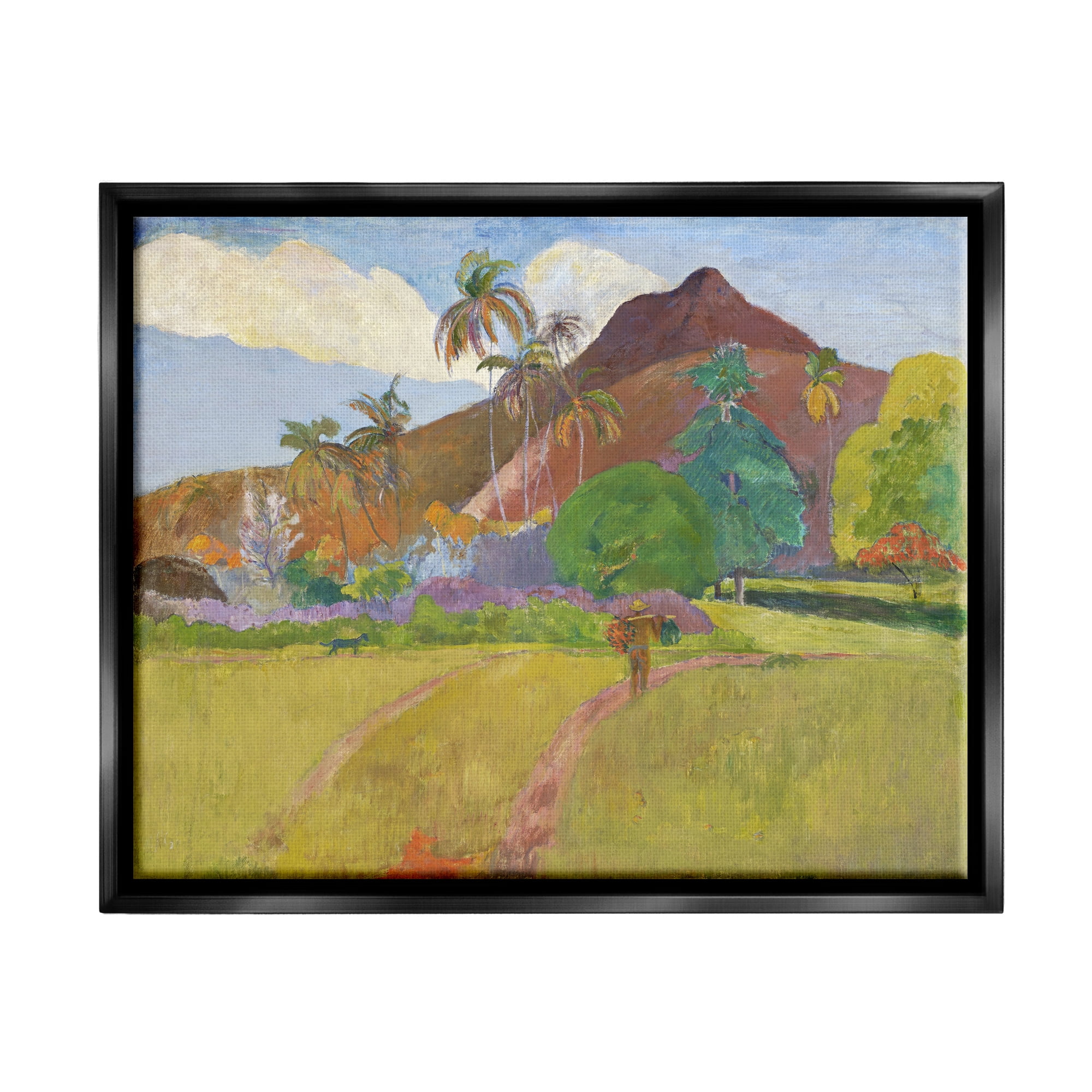 Stupell Tahitian Landscape Gauguin Painting Landscape Painting Black Floater Framed Art Print Wall Art