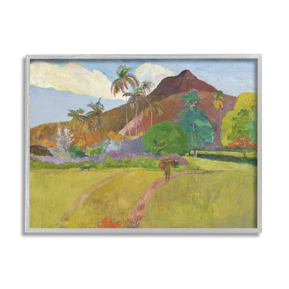 Stupell Tahitian Landscape Gauguin Painting Landscape Painting Gray Framed Art Print Wall Art
