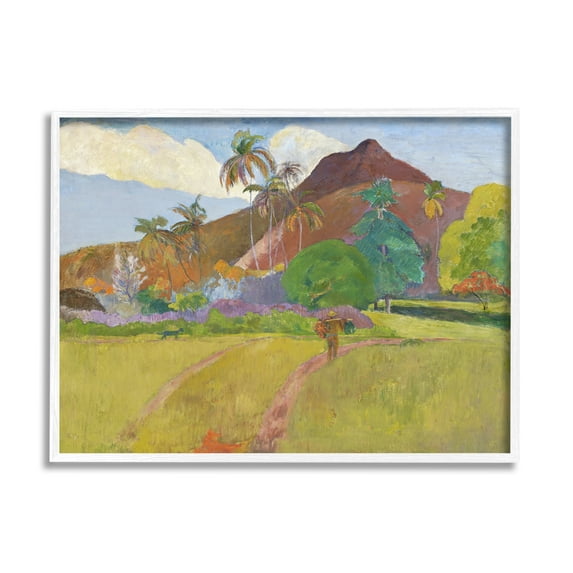 Stupell Tahitian Landscape Gauguin Painting Landscape Painting White Framed Art Print Wall Art