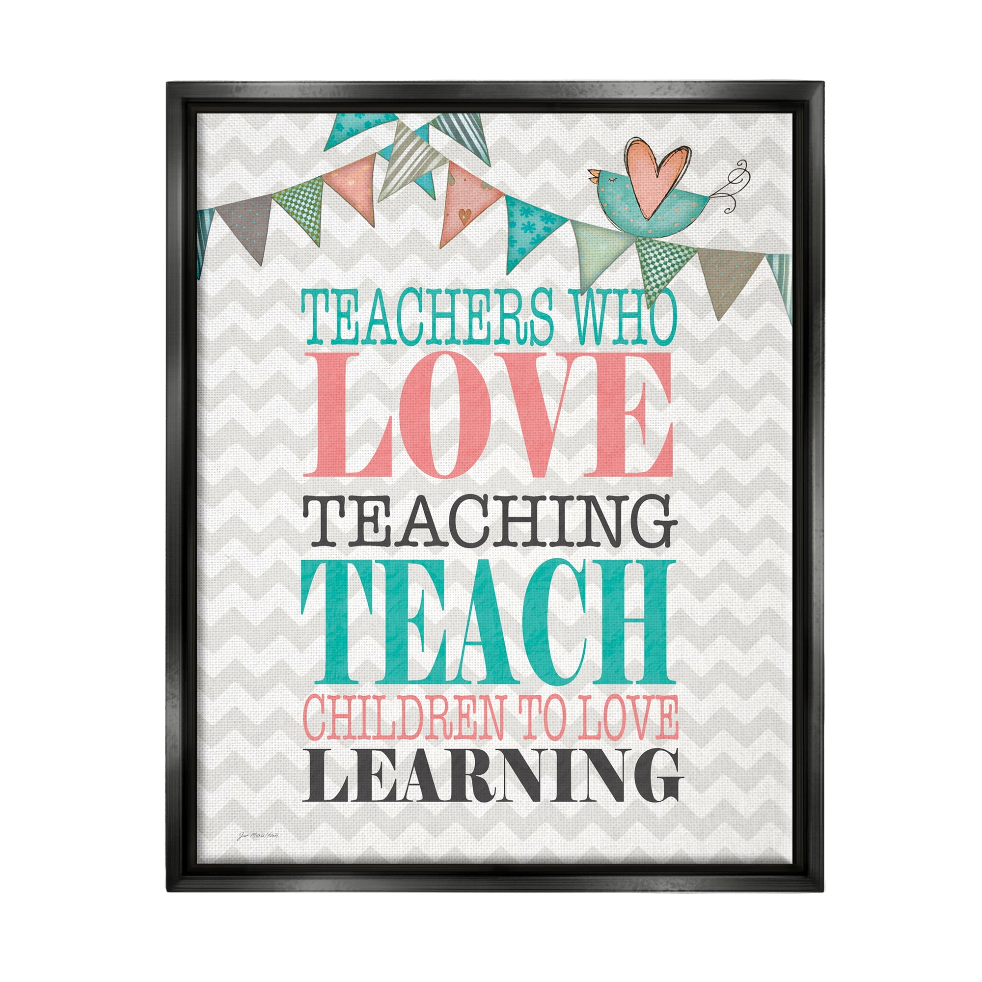 Stupell Teach Children To Love Learning Phrase Inspirational Painting Black Floater Framed Art Print Wall Art