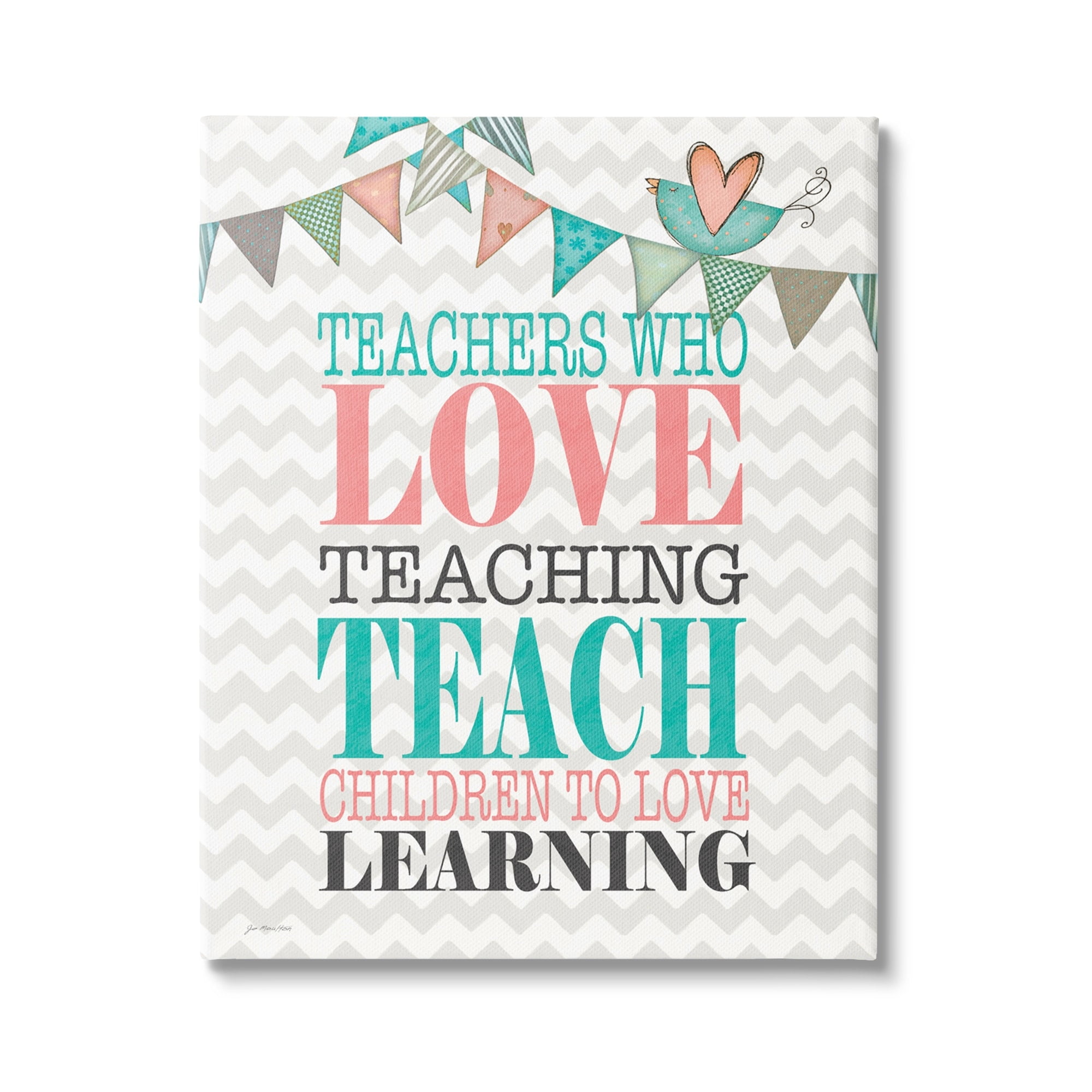 Stupell Teach Children To Love Learning Phrase Inspirational Painting Gallery Wrapped Canvas Print Wall Art