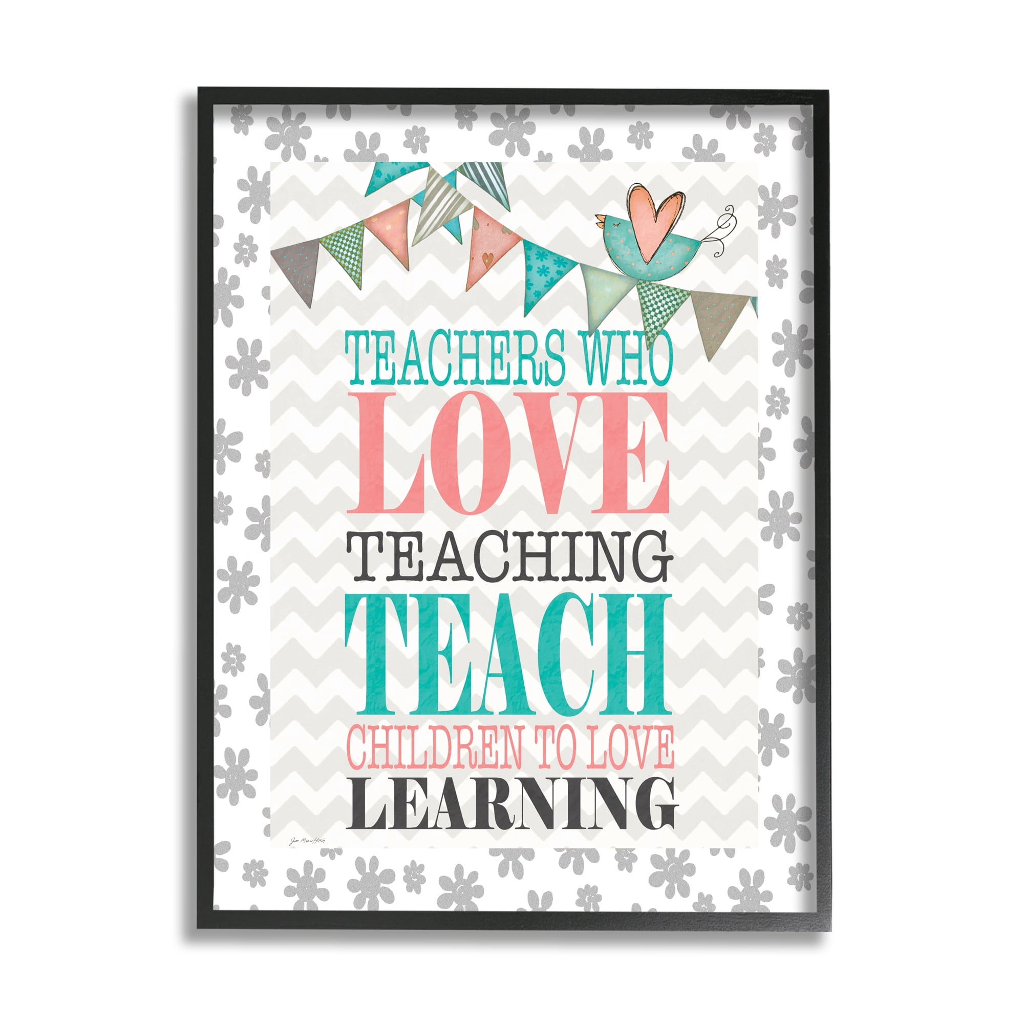 Stupell Teach Children To Love Learning Uplifting Phrase Inspirational Painting Black Framed Art Print Wall Art