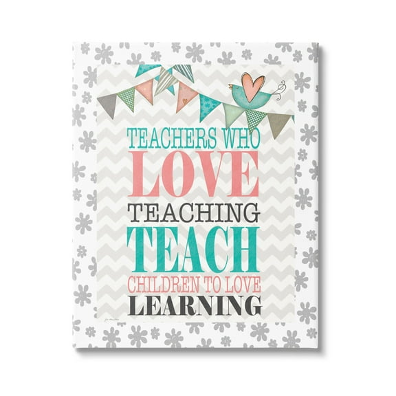 Stupell Teach Children To Love Learning Uplifting Phrase Inspirational Painting Gallery Wrapped Canvas Print Wall Art