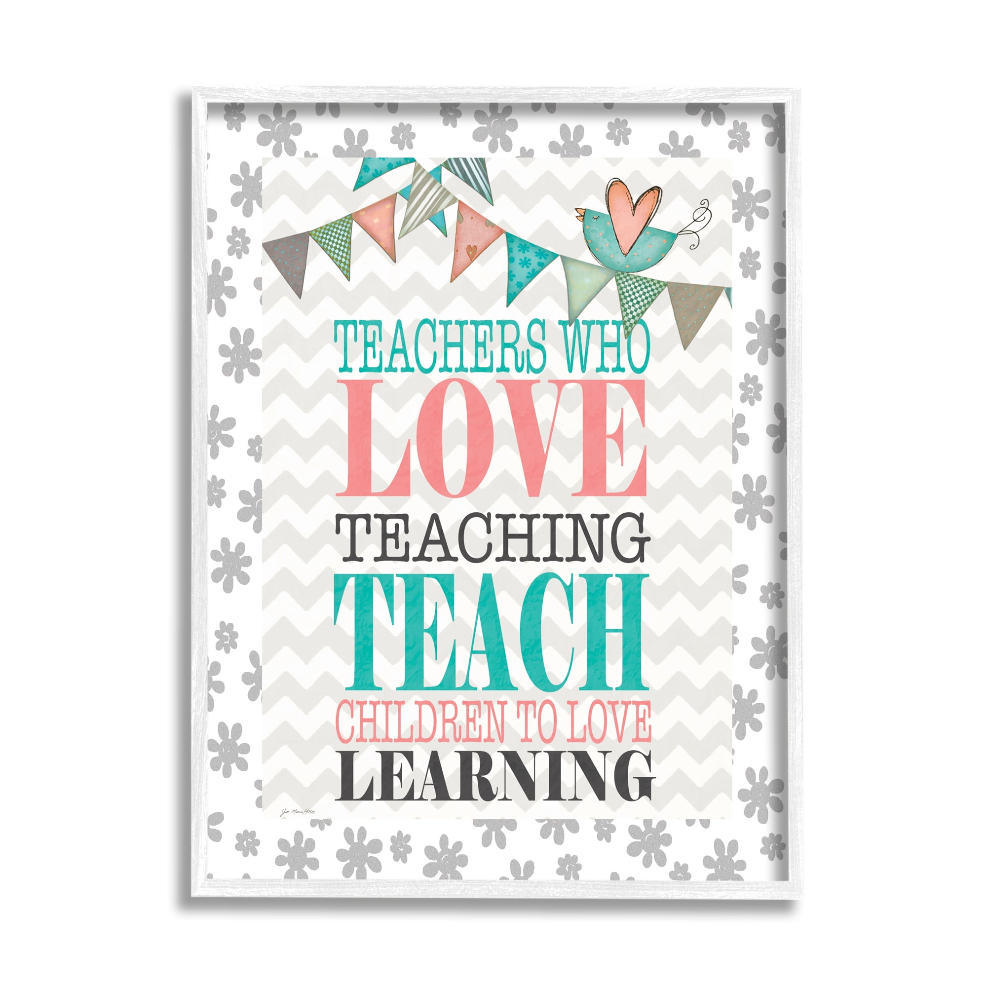 Stupell Teach Children To Love Learning Uplifting Phrase Inspirational Painting White Framed Art Print Wall Art