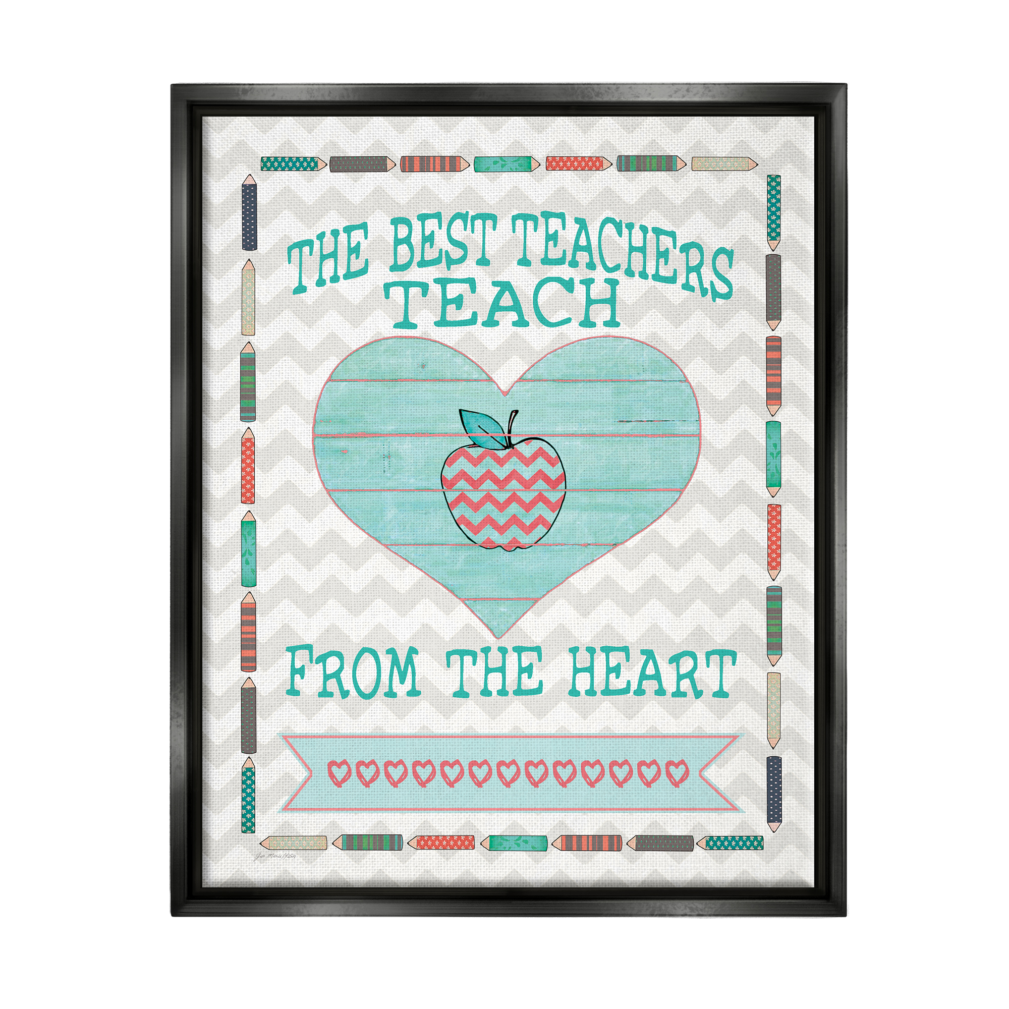 Stupell Teach From The Heart School Phrase Food & Beverage Painting Black Floater Framed Art Print Wall Art