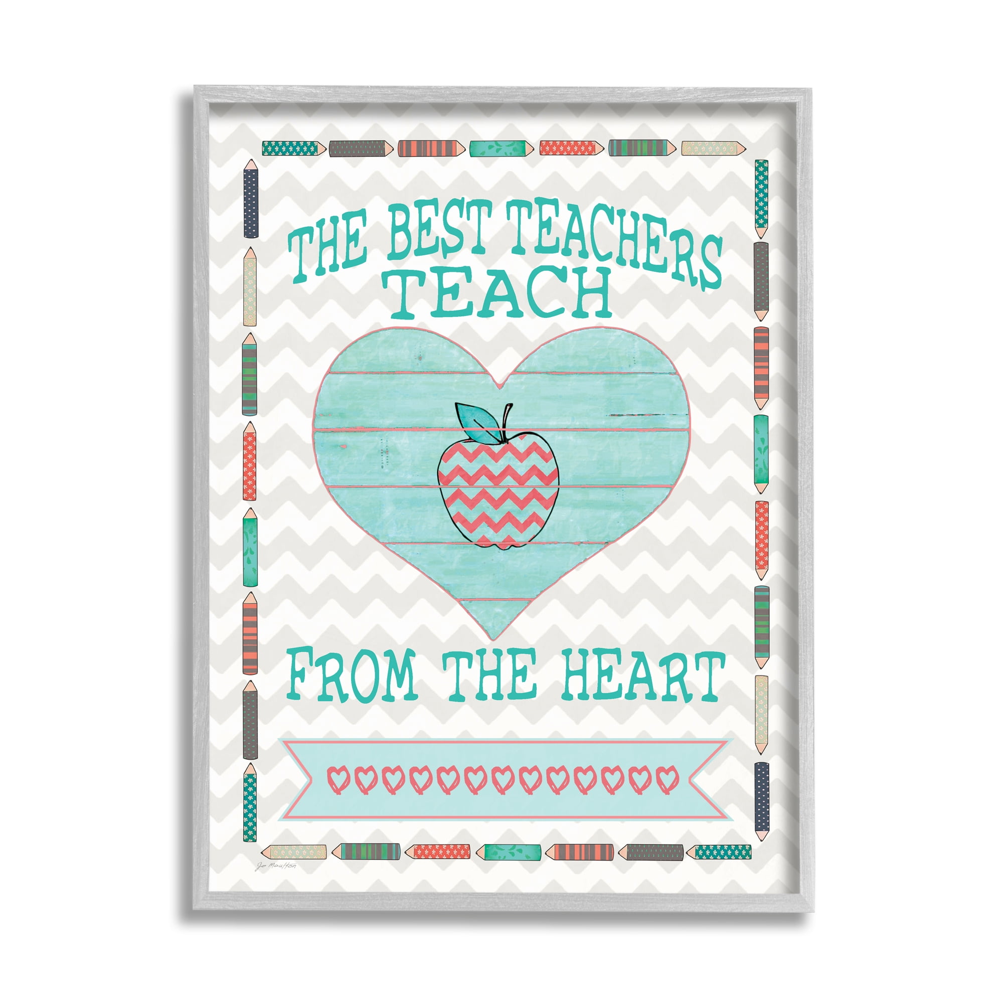 Stupell Teach From The Heart School Phrase Food & Beverage Painting Gray Framed Art Print Wall Art