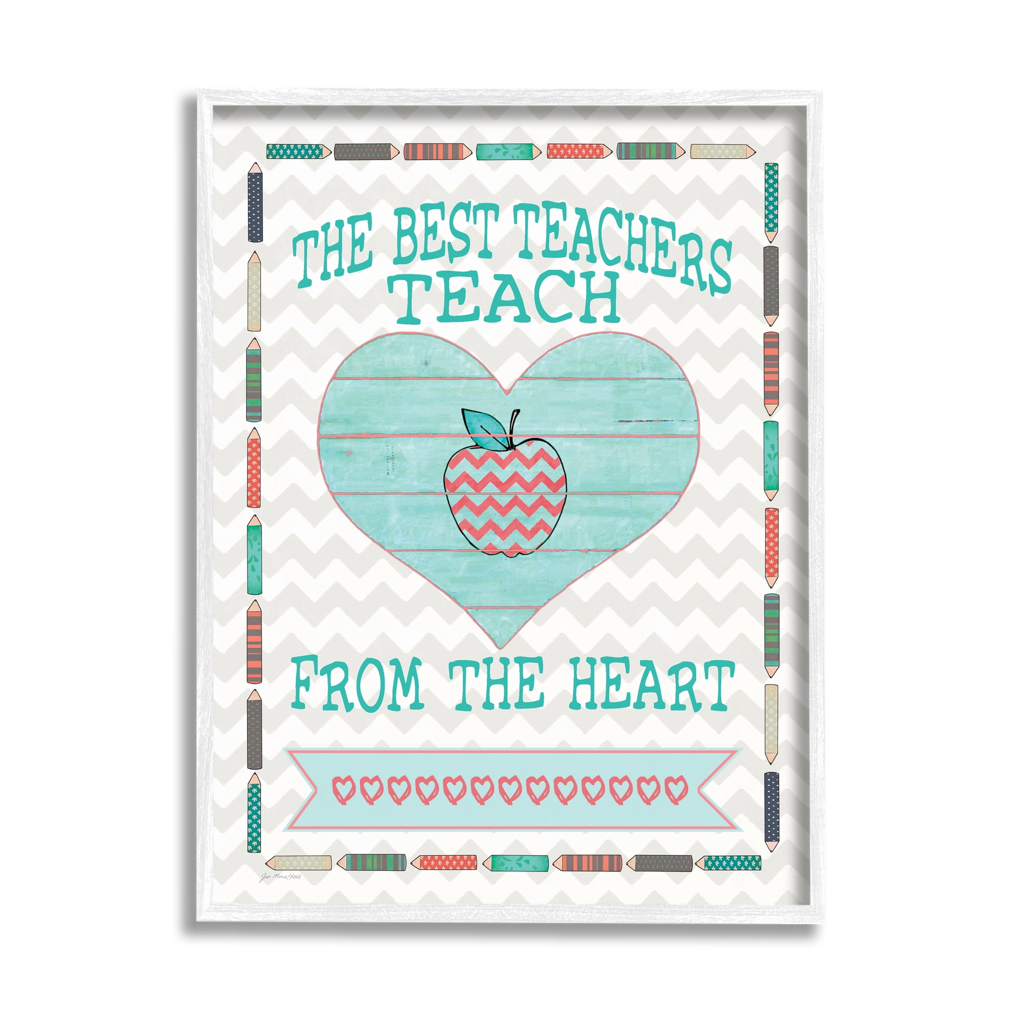 Stupell Teach From The Heart School Phrase Food & Beverage Painting White Framed Art Print Wall Art