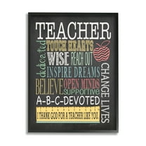 Stupell Teacher Appreciation Chalkboard Style Inspirational Painting Black Framed Art Print Wall Art