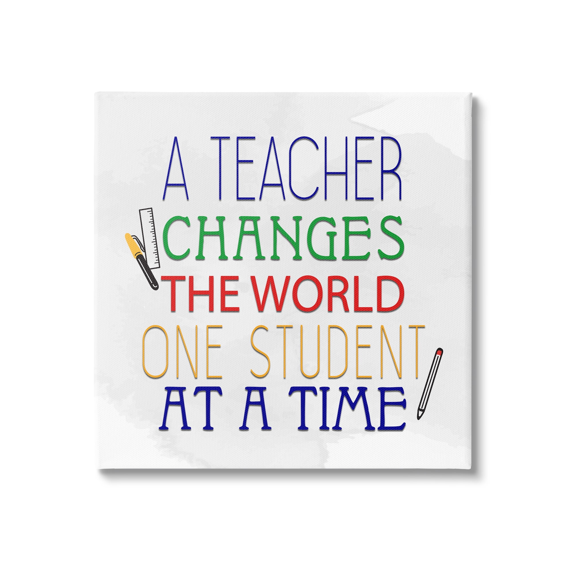 Stupell Teacher Changes The World Phrase Inspirational Painting Gallery Wrapped Canvas Print Wall Art