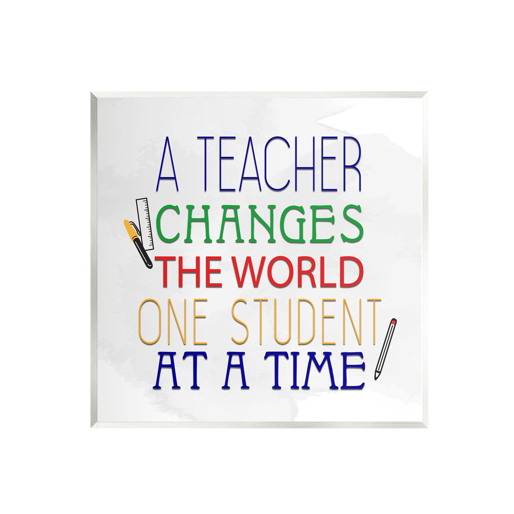 Stupell Teacher Changes The World Phrase Inspirational Painting Wall Plaque Unframed Art Print Wall Art