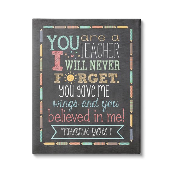Stupell Teacher I'll Never Forget Phrase Inspirational Painting Gallery Wrapped Canvas Print Wall Art