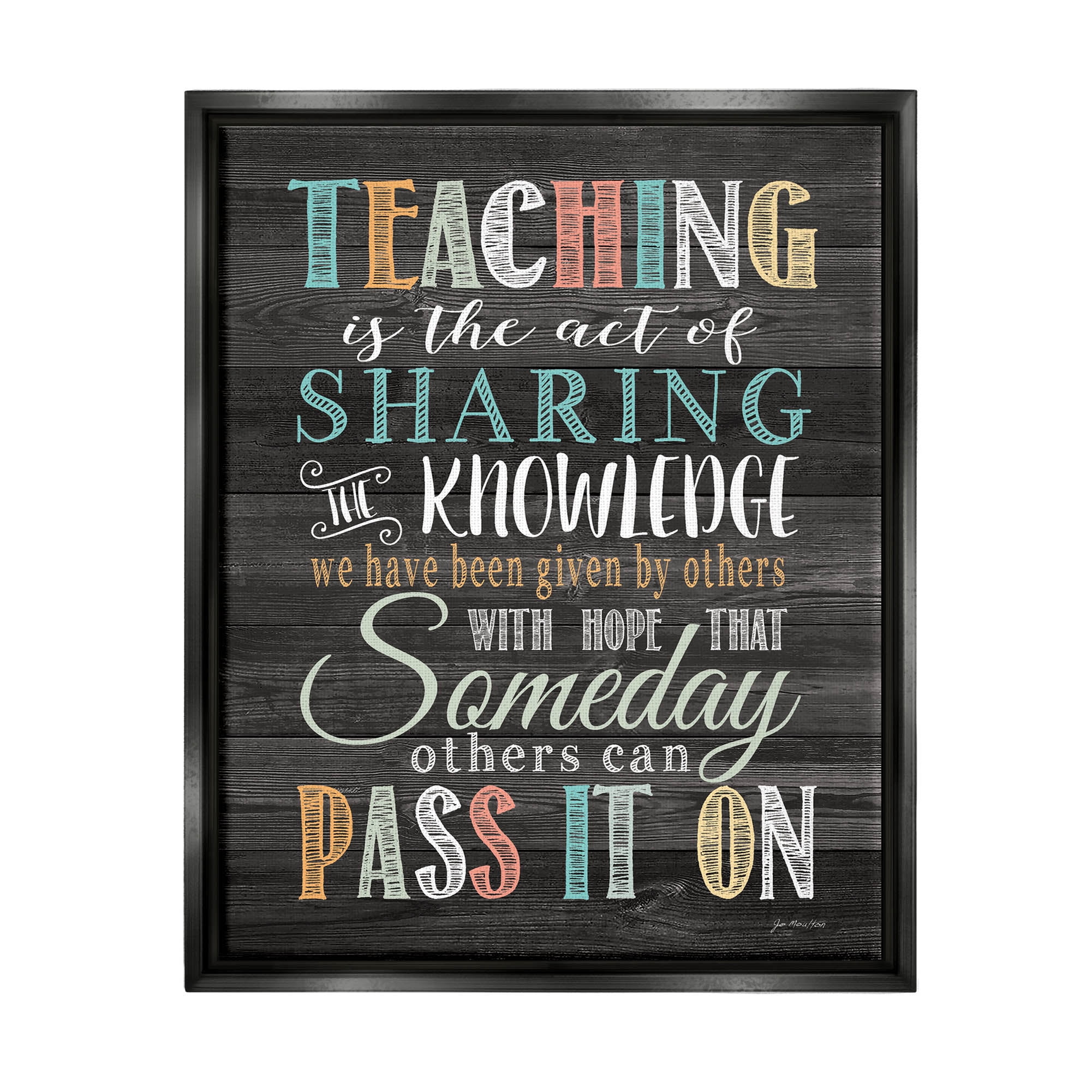Stupell Teaching Is Sharing Knowledge Rustic Inspirational Painting Black Floater Framed Art Print Wall Art