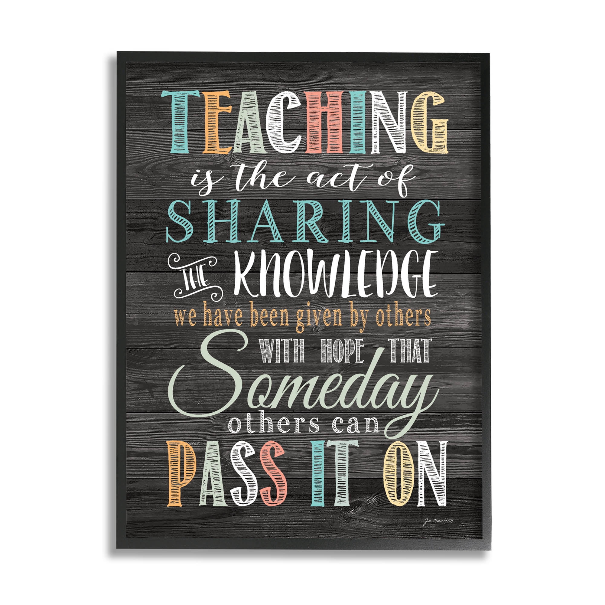 Stupell Teaching Is Sharing Knowledge Rustic Inspirational Painting Black Framed Art Print Wall Art