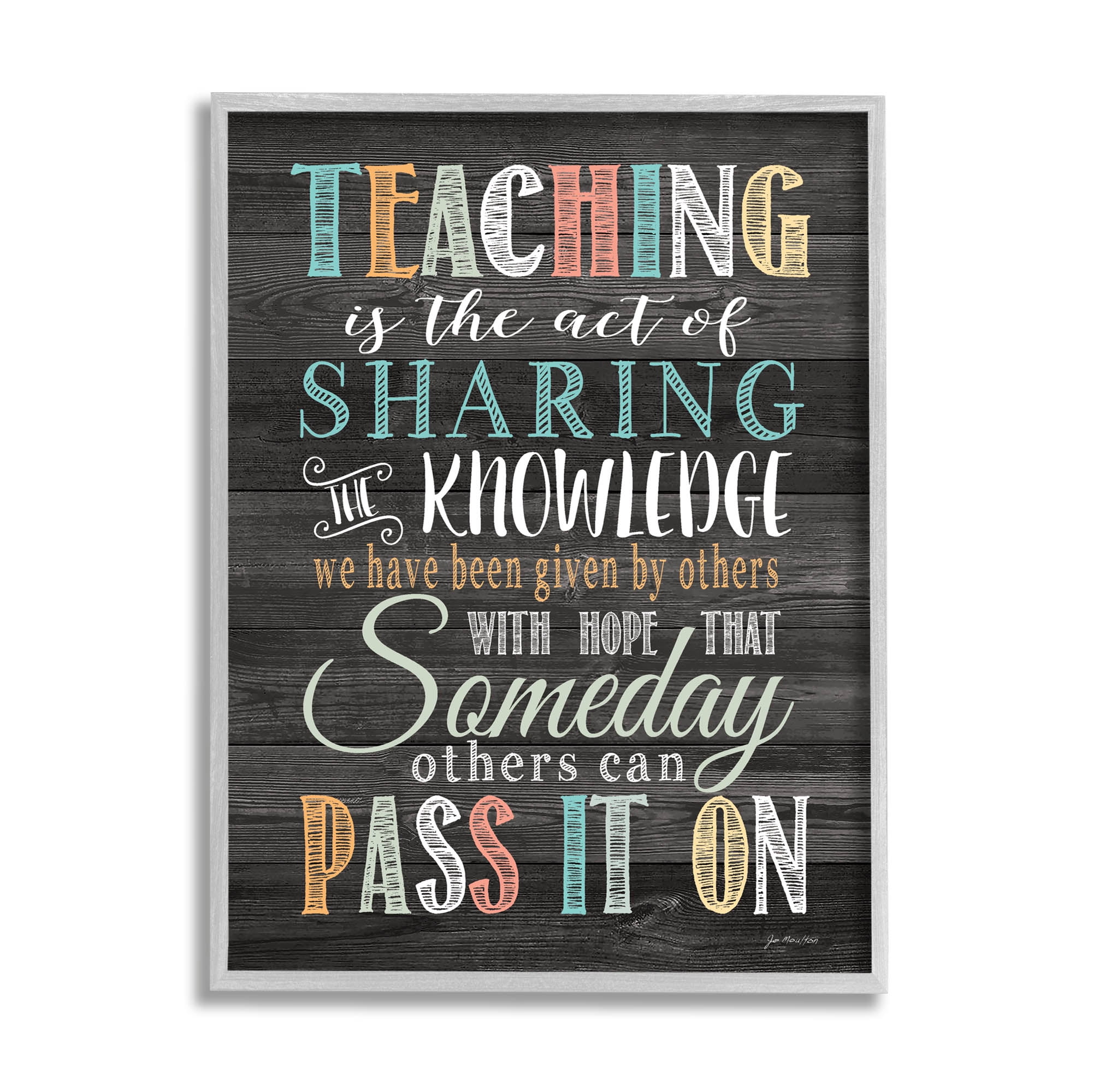 Stupell Teaching Is Sharing Knowledge Rustic Inspirational Painting Gray Framed Art Print Wall Art