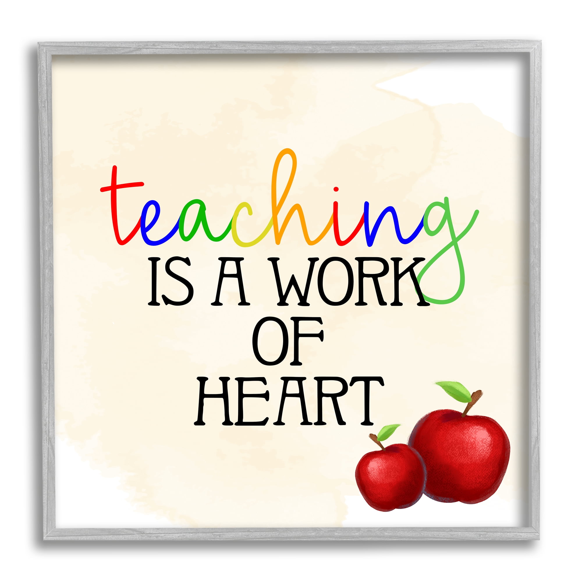 Stupell Teaching Is Work Of Heart Phrase Food & Beverage Painting Gray Framed Art Print Wall Art