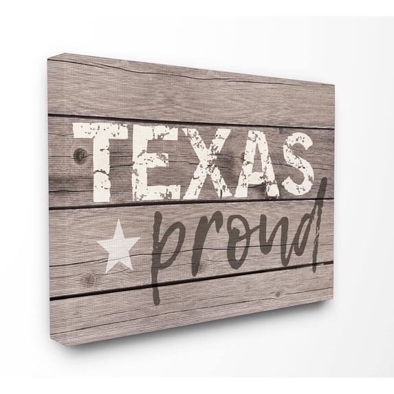Stupell Texas Proud Typography Lone Star Stretched Canvas Wall Art 16 x 20
