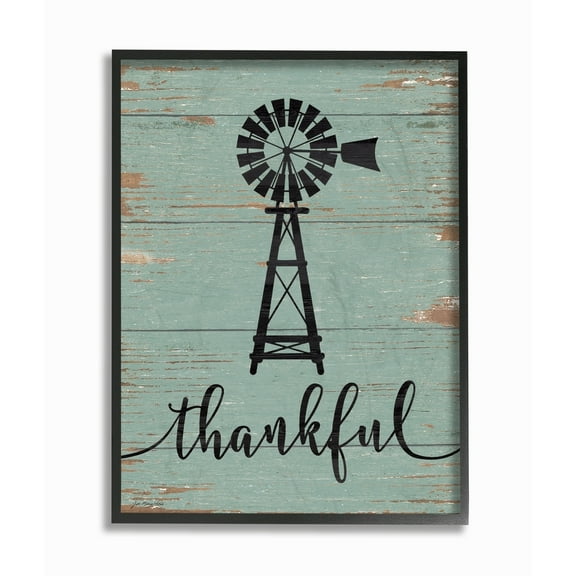Stupell Thankful Vintage Windmill Framed Giclee Texture Art 11 x 14
