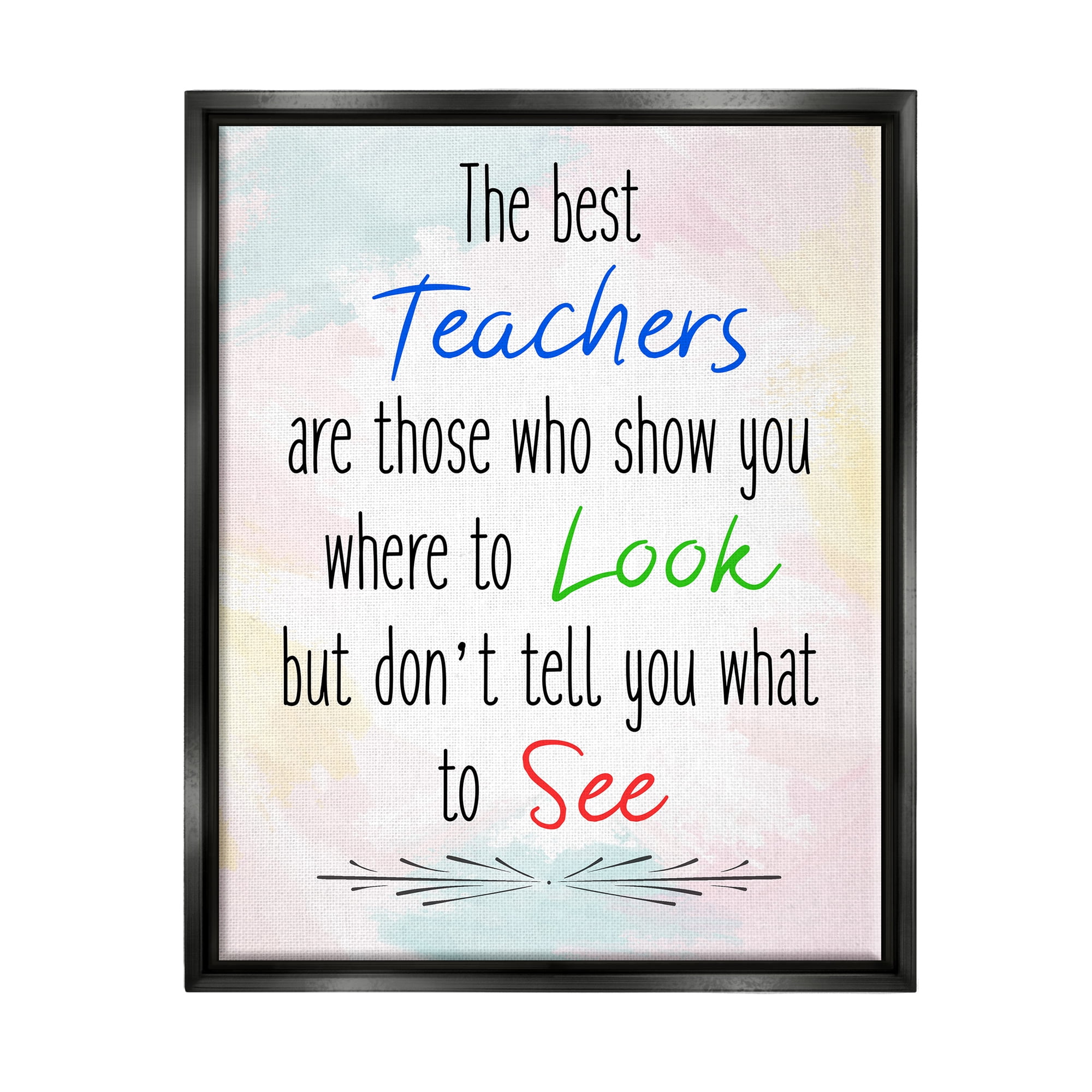 Stupell The Best Teachers Pastel Phrase Inspirational Painting Black Floater Framed Art Print Wall Art