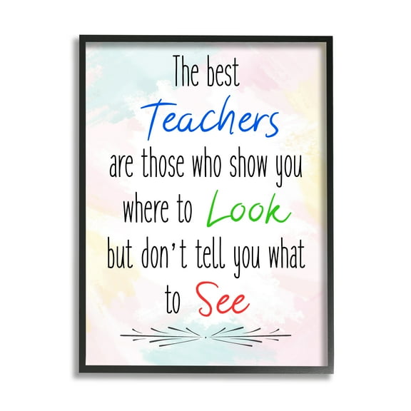 Stupell The Best Teachers Pastel Phrase Inspirational Painting Black Framed Art Print Wall Art