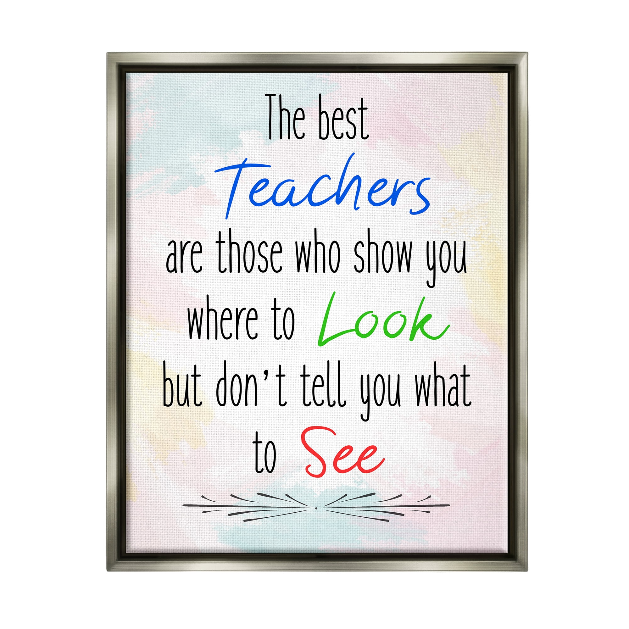 Stupell The Best Teachers Pastel Phrase Inspirational Painting Gray Floater Framed Art Print Wall Art