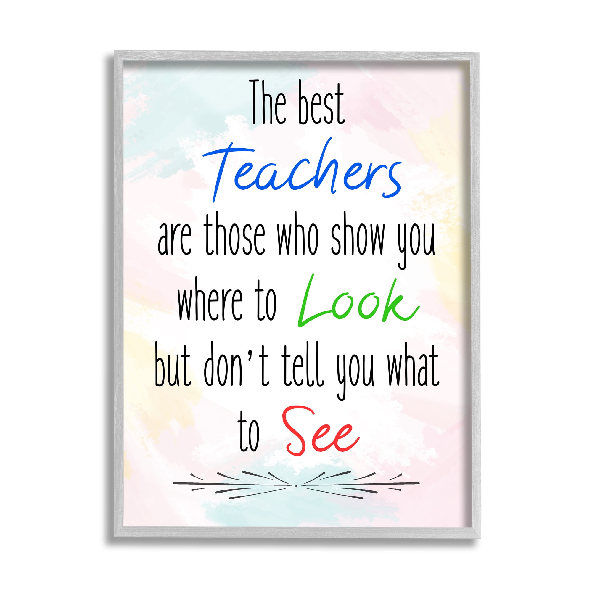 Stupell The Best Teachers Pastel Phrase Inspirational Painting Gray Framed Art Print Wall Art