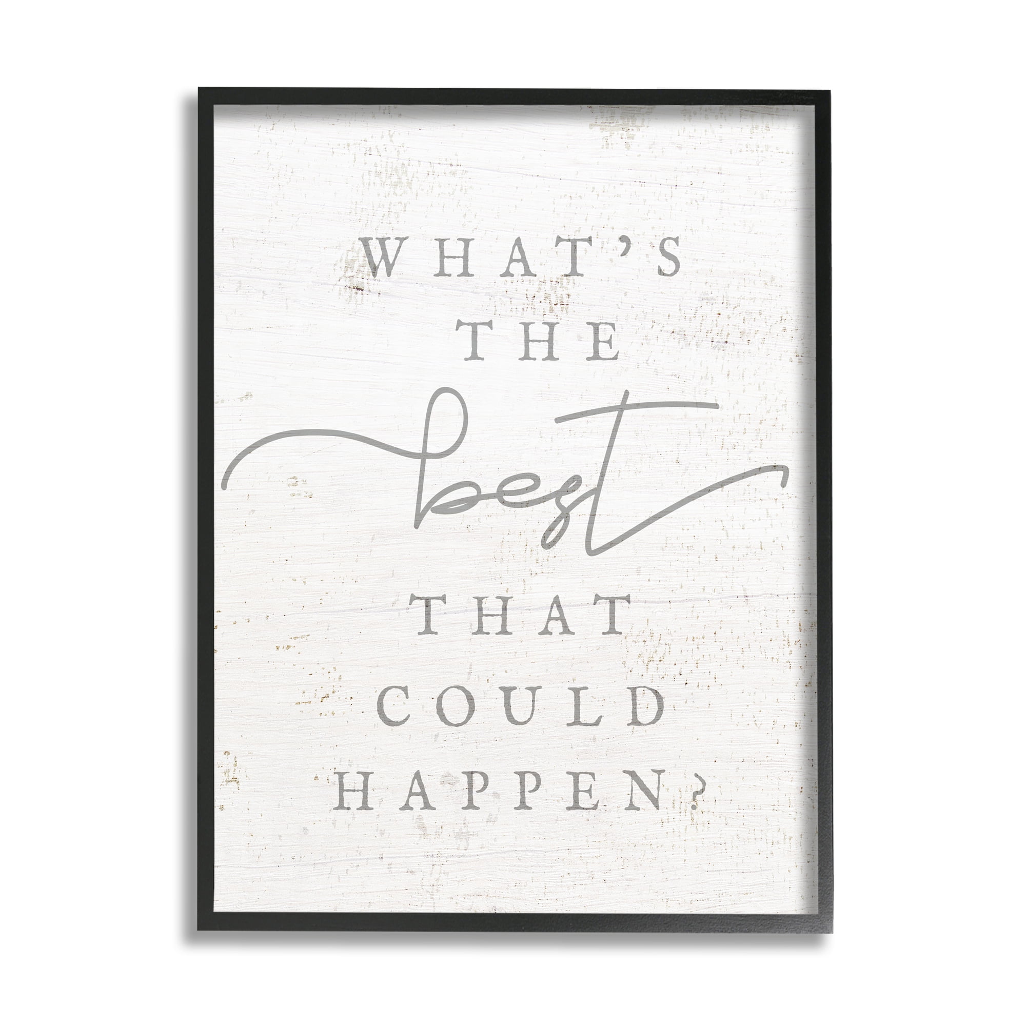 Stupell The Best That Could Happen Phrase Inspirational Painting Black Framed Art Print Wall Art