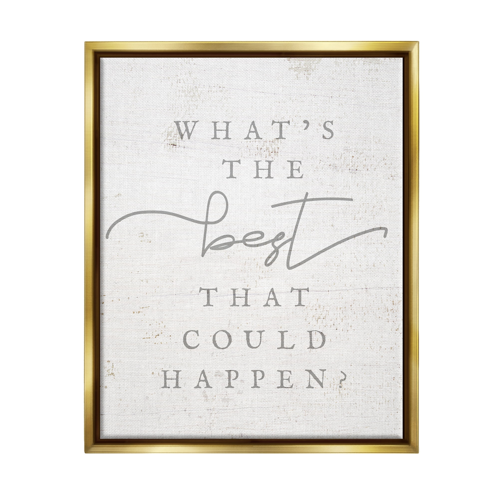 Gold Floater Framed Canvas Wall Art with Inspirational Phrase