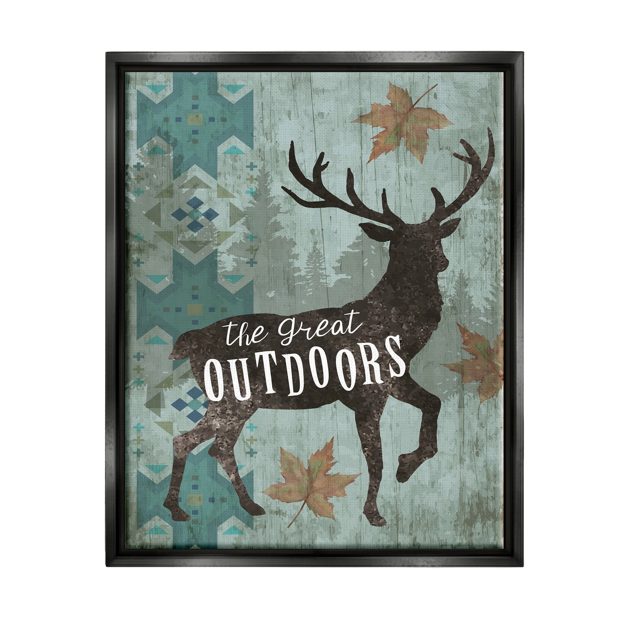 Stupell The Great Outdoors Deer Silhouette Animals & Insects Painting Black Floater Framed Art Print Wall Art
