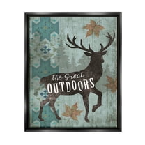 Stupell The Great Outdoors Deer Silhouette Animals & Insects Painting Black Floater Framed Art Print Wall Art