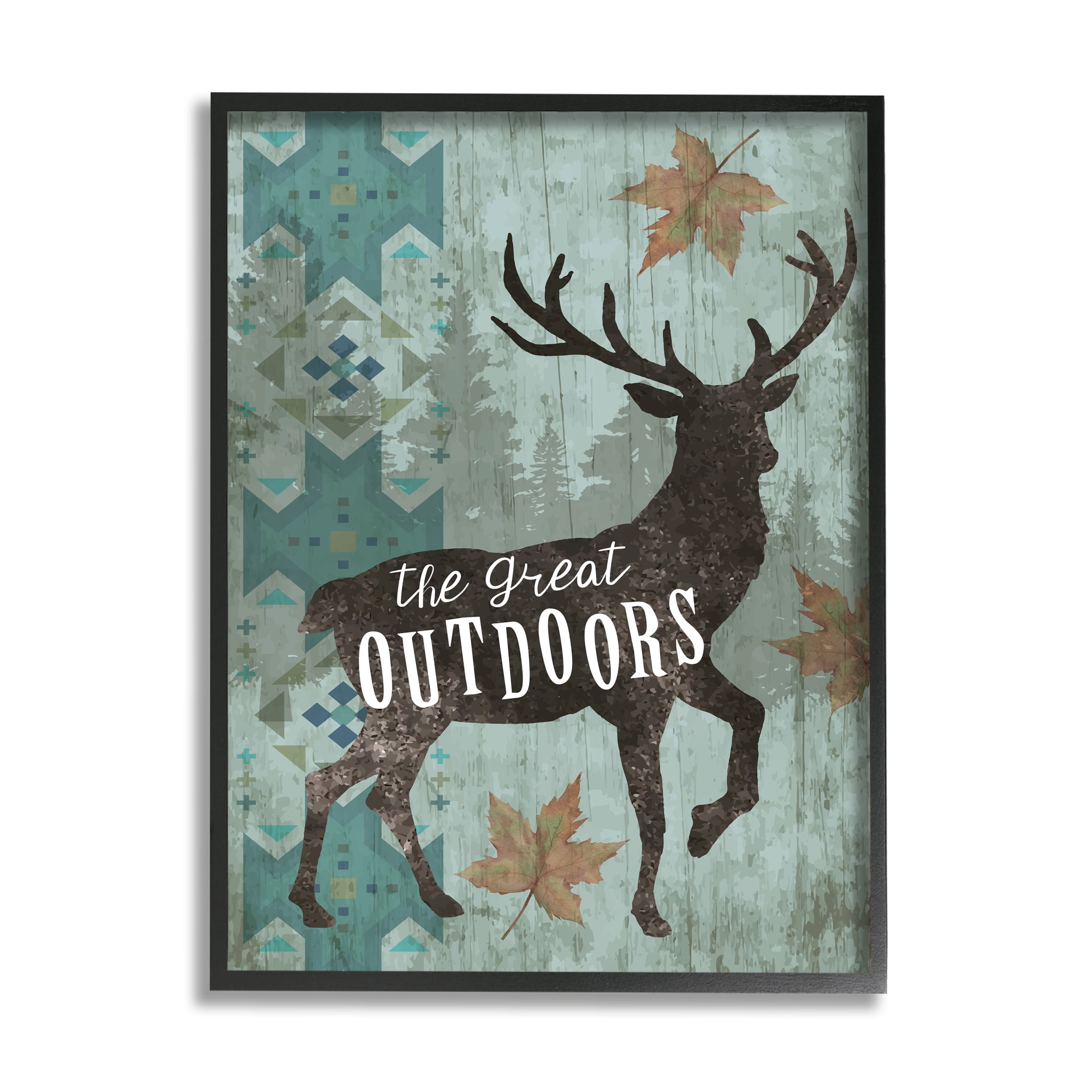 Stupell The Great Outdoors Deer Silhouette Animals & Insects Painting Black Framed Art Print Wall Art