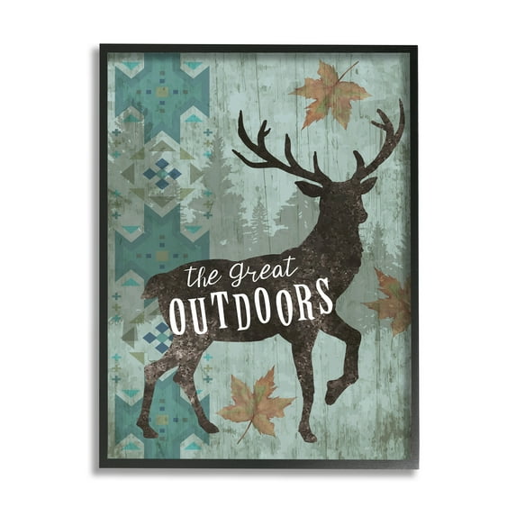 Stupell The Great Outdoors Deer Silhouette Animals & Insects Painting Black Framed Art Print Wall Art