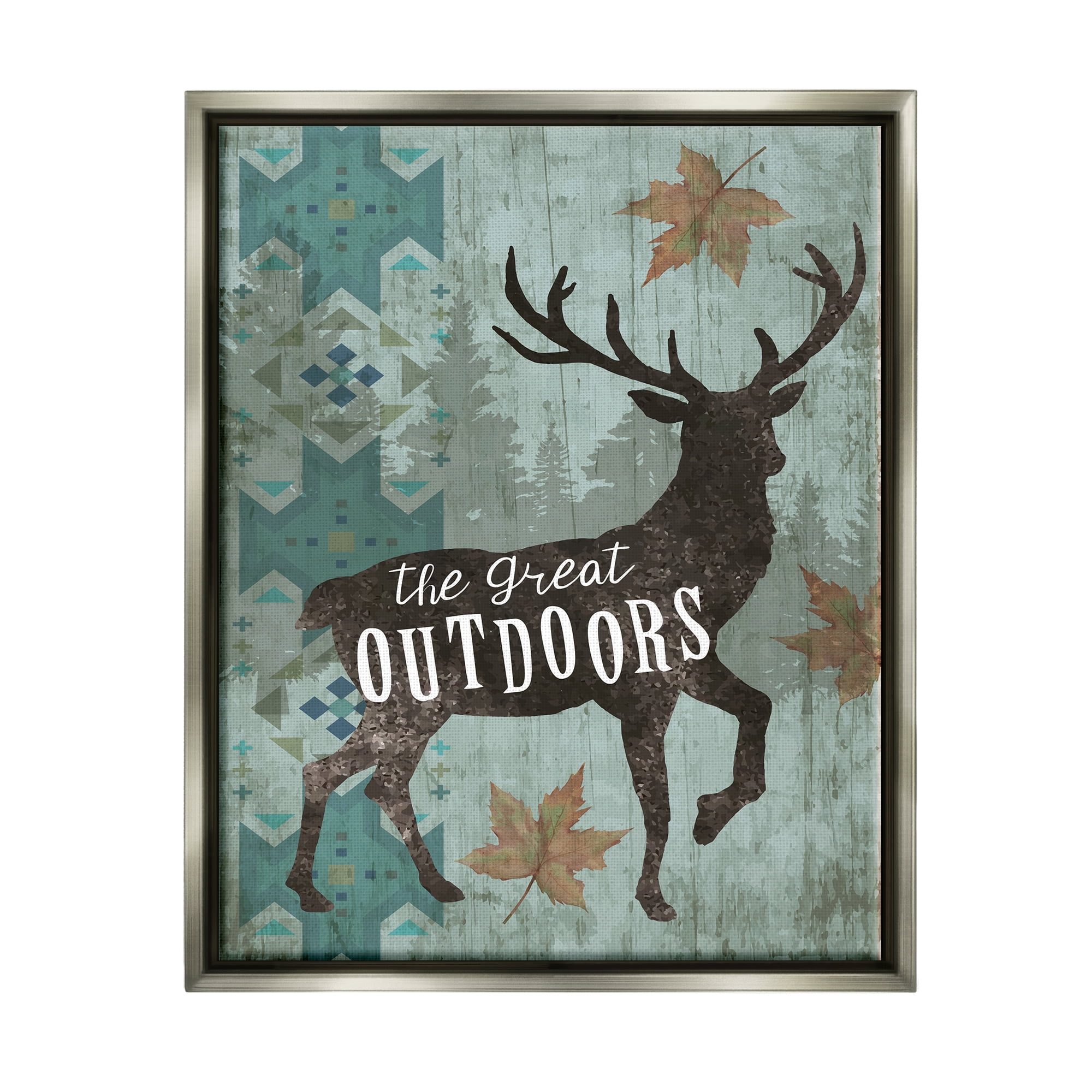 Stupell The Great Outdoors Deer Silhouette Animals & Insects Painting Gray Floater Framed Art Print Wall Art