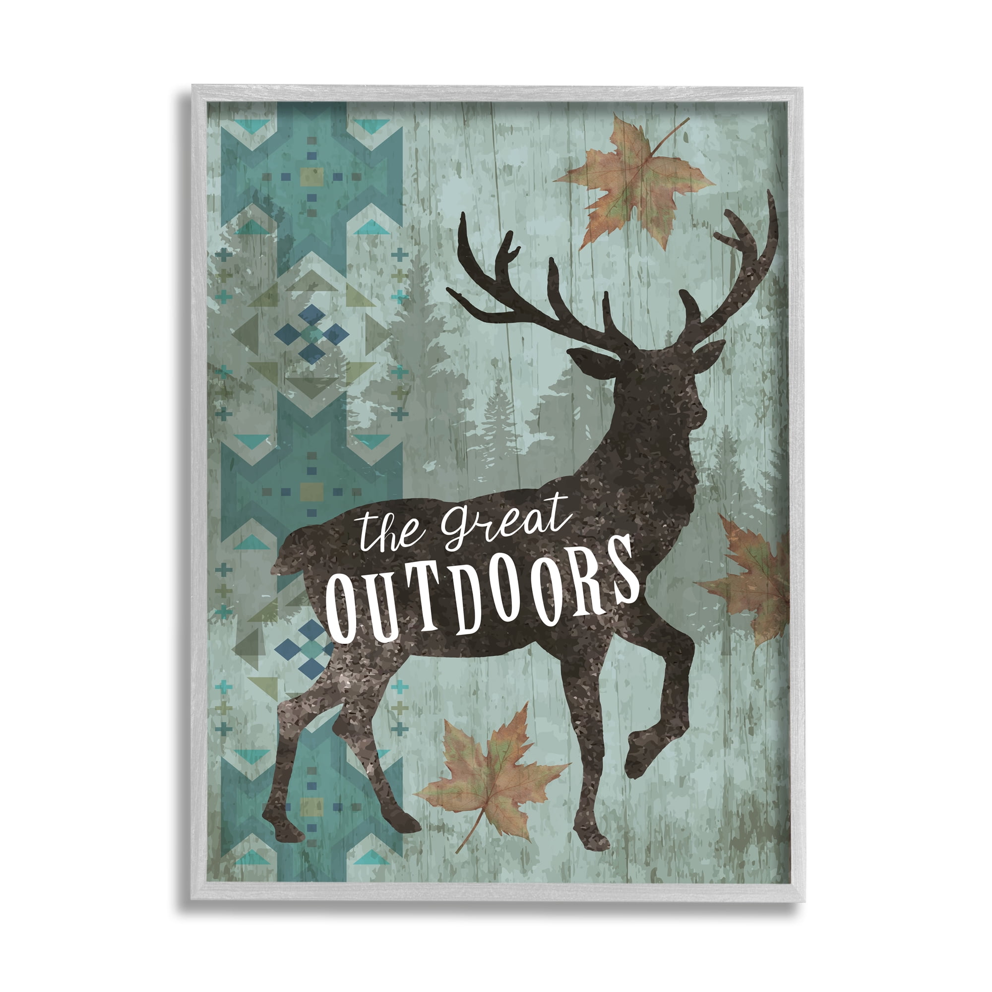 Stupell The Great Outdoors Deer Silhouette Animals & Insects Painting Gray Framed Art Print Wall Art