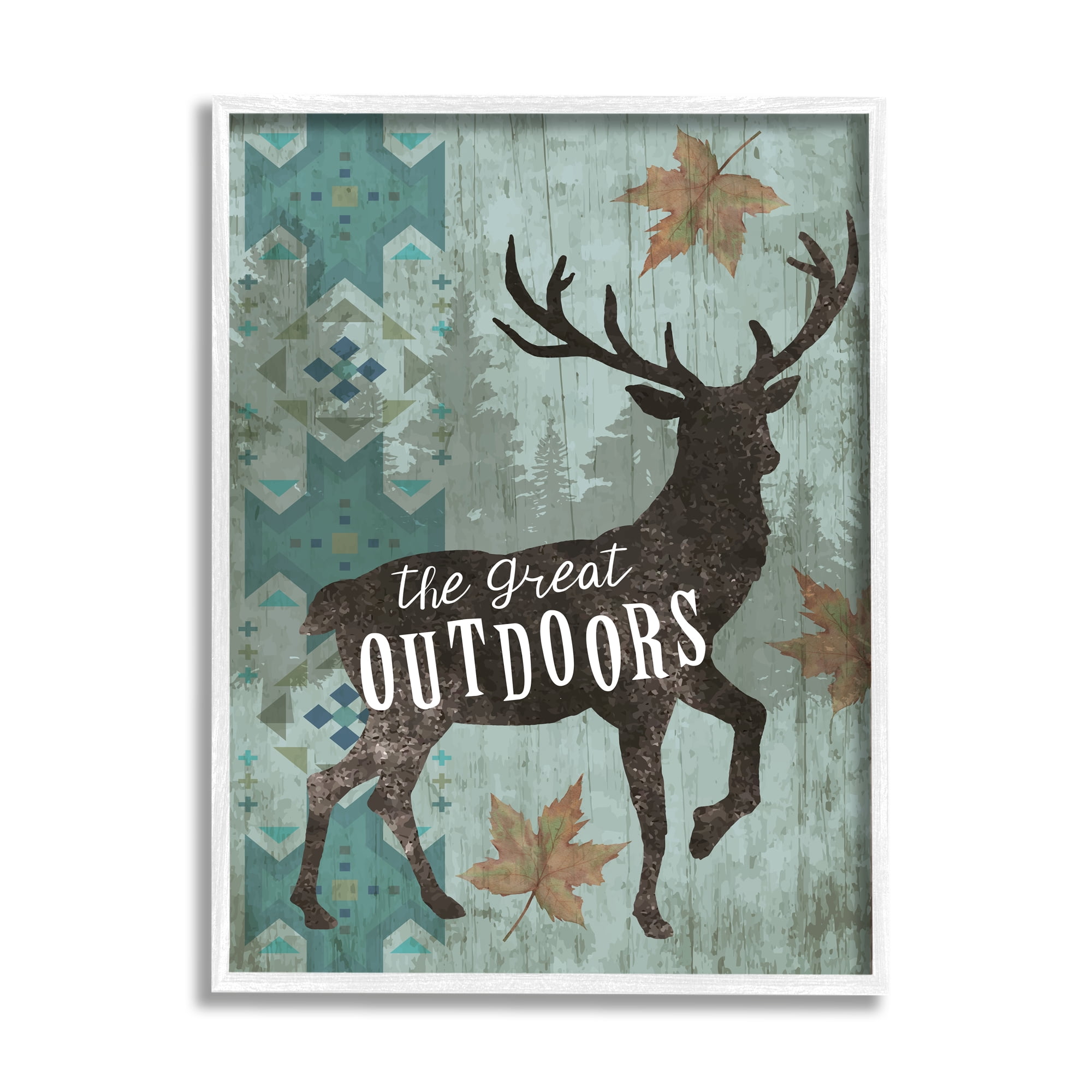 Stupell The Great Outdoors Deer Silhouette Animals & Insects Painting White Framed Art Print Wall Art
