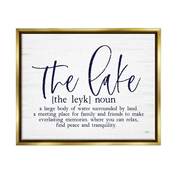Stupell The Lake Definition Family Phrase Landscape Painting Gold Floater Framed Art Print Wall Art