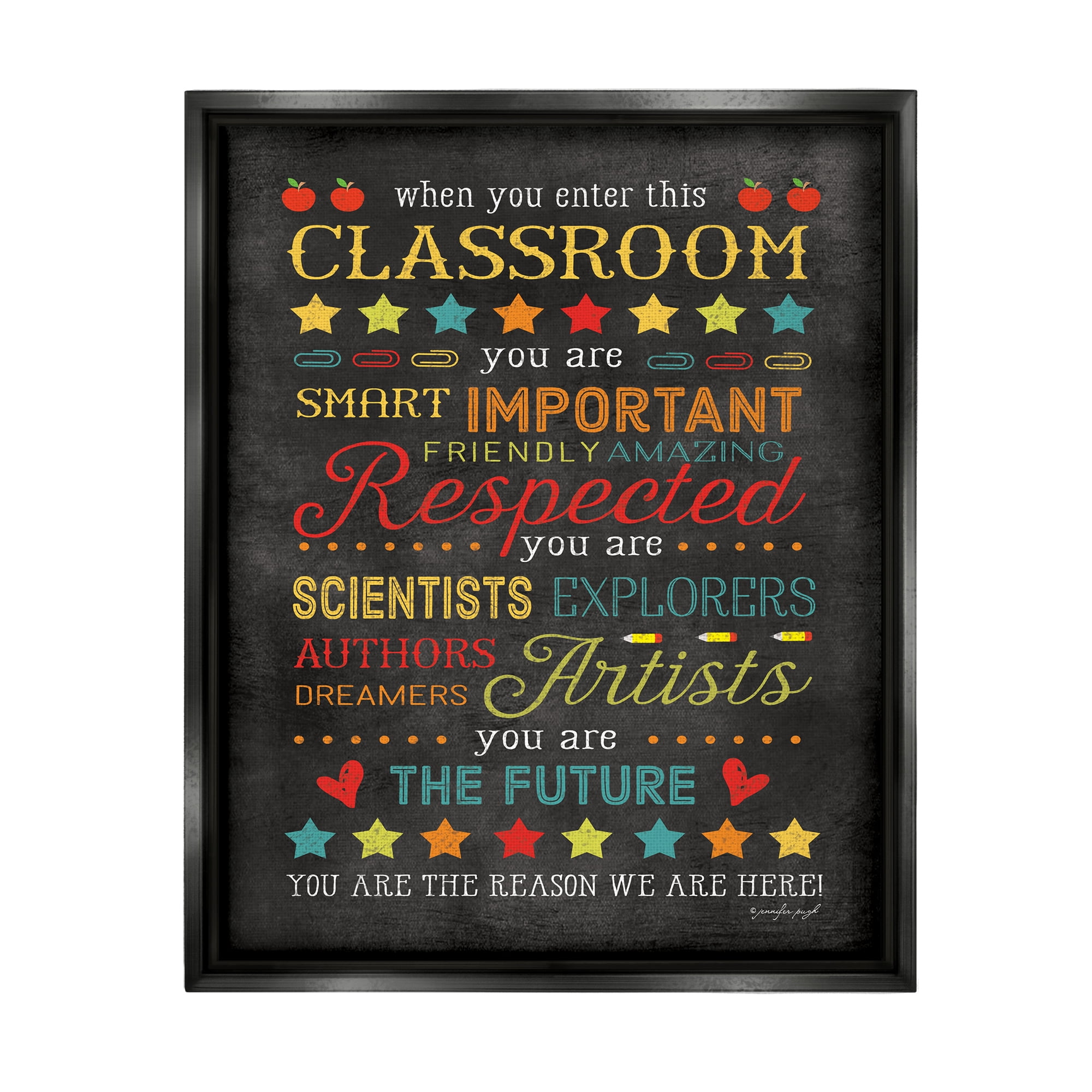 Stupell The Reason We Are Here Classroom Sign Inspirational Painting Black Floater Framed Art Print Wall Art