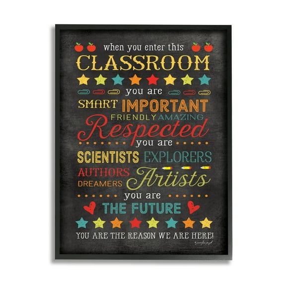 Stupell The Reason We Are Here Classroom Sign Inspirational Painting Black Framed Art Print Wall Art