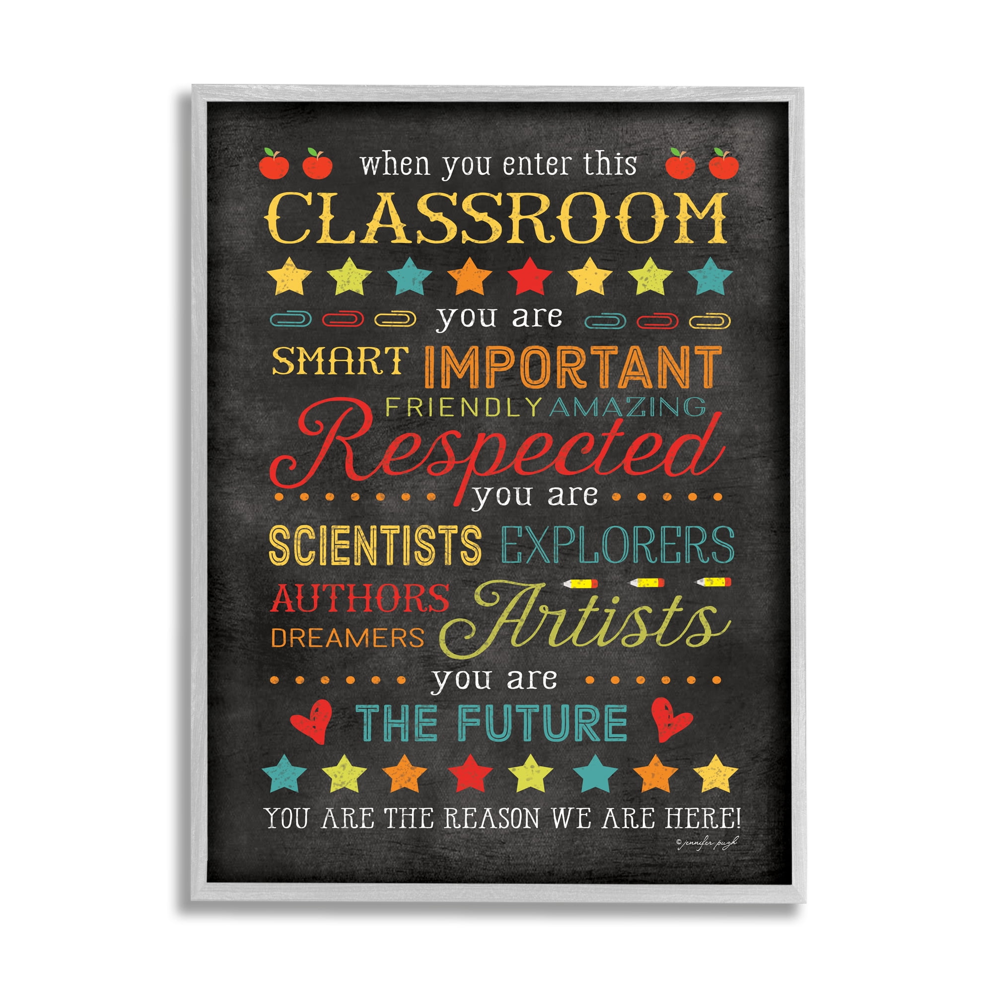 Stupell The Reason We Are Here Classroom Sign Inspirational Painting Gray Framed Art Print Wall Art