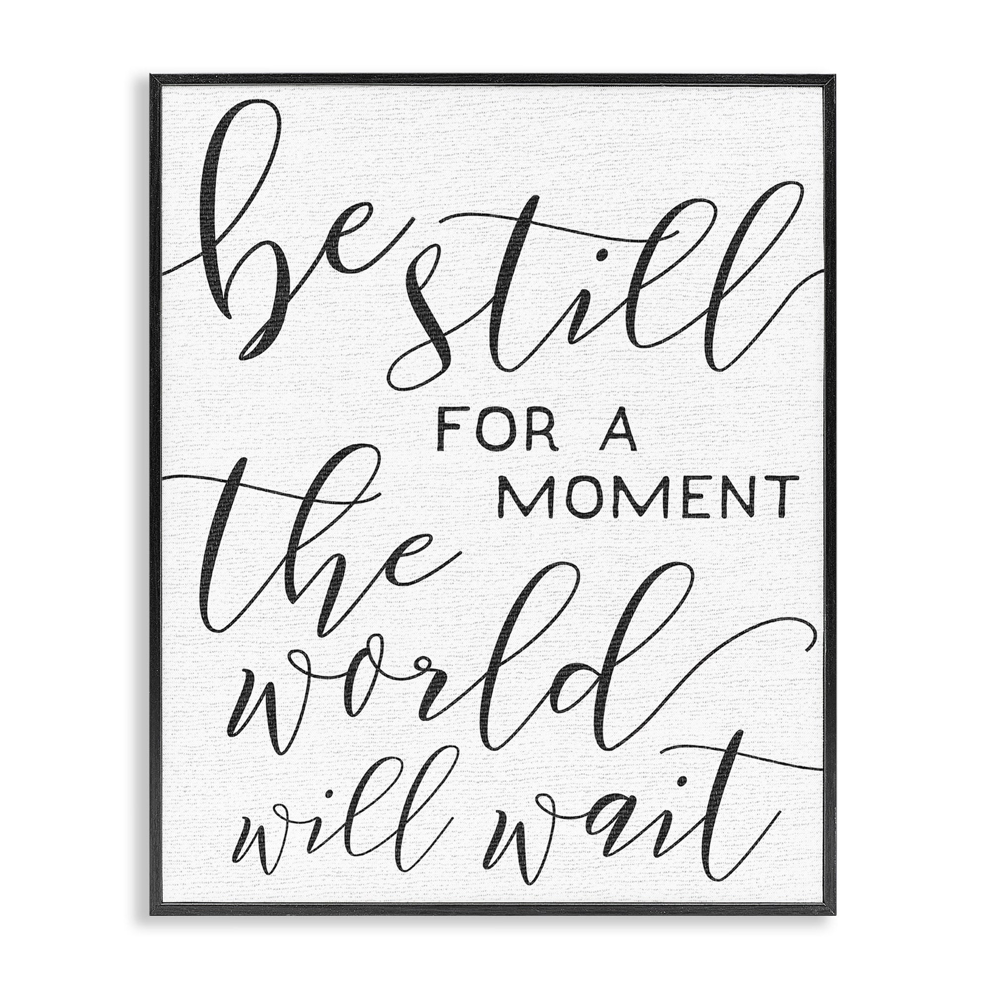 Stupell The World Will Wait Typography Framed Giclee Texture Art Black Framed - 16 x 20